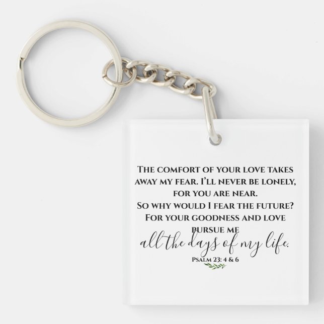 Psalm 23 Typography and Hand Lettered Scripture Key Ring (Front)