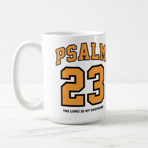 Psalm 23 Varsity Sports Gold Black Christian  Coffee Mug