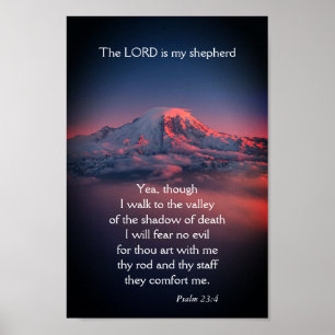 Psalm 23 With Dark Valley Landscape Poster