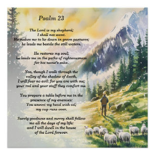 Psalm 23 With Shepherd Imagery Poster