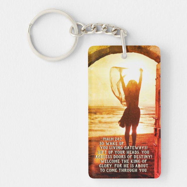 Psalm 24:7 King of Glory, Bible Verse Key Ring (Front)