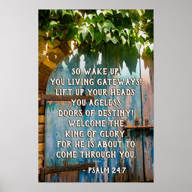 Psalm 24:7 King of Glory, Bible Verse Poster (Front)