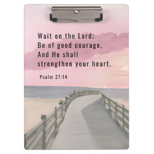 Psalm 27:14 Wait on the Lord Bible Verse Ocean Clipboard