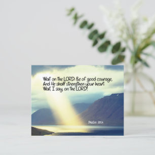 Psalm 27:14 Wait on the LORD Bible Verse Ocean  Postcard