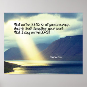 Psalm 27:14 Wait on the LORD Bible Verse Ocean  Poster