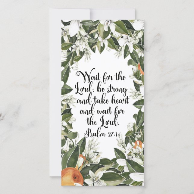 Psalm 27:14, Watercolor bible verse bookmark (Front)