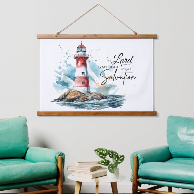 Psalm 27:1 Bible LORD is my Light and Salvation  Hanging Tapestry (Living Room)