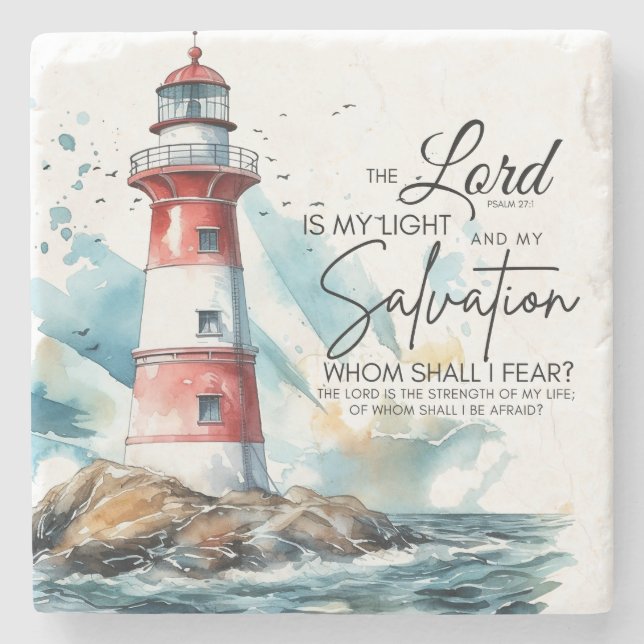 Psalm 27:1 Bible LORD is my Light and Salvation  Stone Coaster (Front)