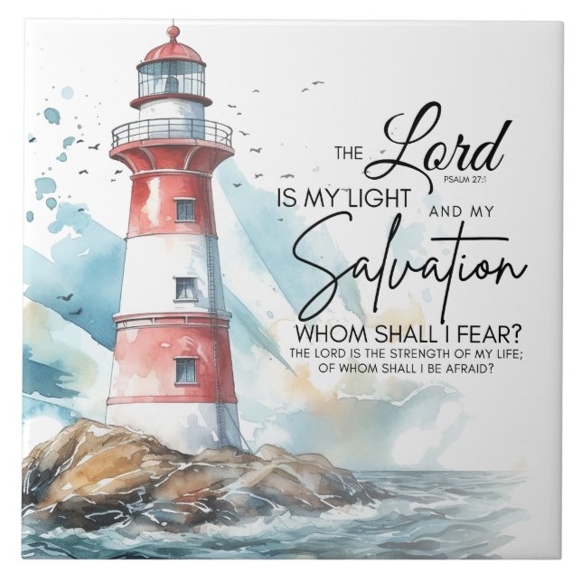 Psalm 27:1 Bible LORD is my Light and Salvation  Tile (Front)