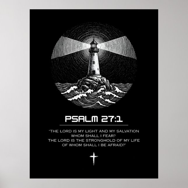 Psalm 27:1 Bible Verse | Lighthouse Christian Poster (Front)
