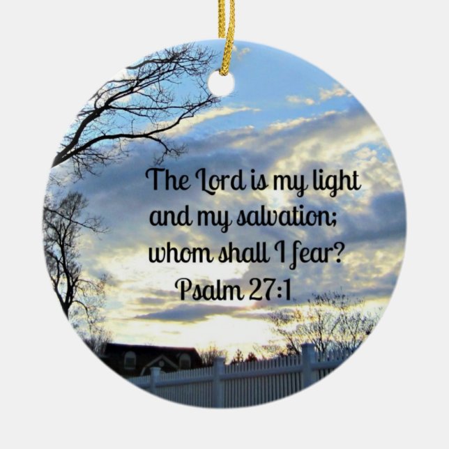 Psalm 27:1 ceramic tree decoration (Front)