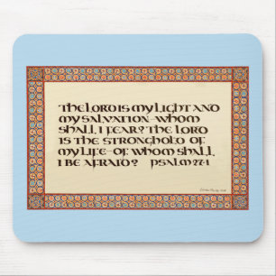 Psalm 27:1 illuminated calligraphy Uncial script Mouse Mat