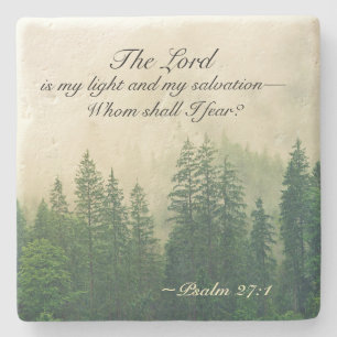 Psalm 27:1 The Lord is my light and my salvation— Stone Coaster