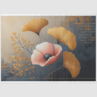 Psalm 27:4 Poppy Ginkgo Decoupage Tissue Paper 