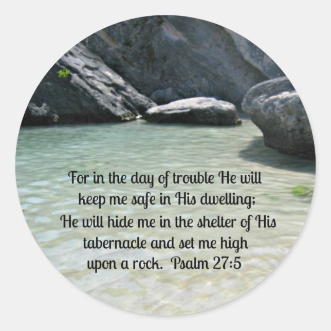Psalm 27:5 classic round sticker (Front)