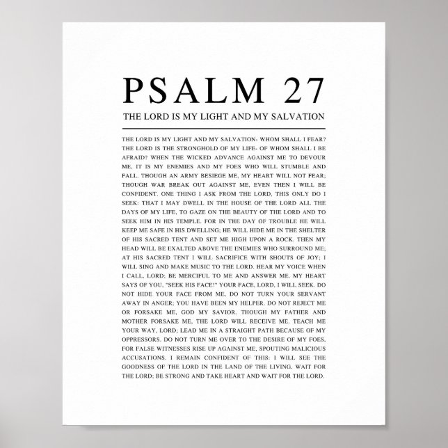 Psalm 27 The Lord is My Light and My Salvation Poster (Front)
