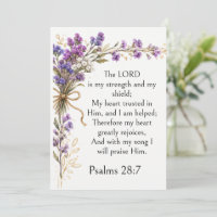 Psalm 28:7 Bible Verse, Purple Lavender Floral Art