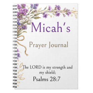 Psalm 28:7 Bible Verse, Purple Prayer Journal, Notebook