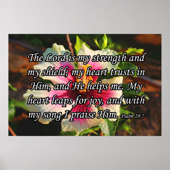 Psalm 28:7, Hibiscus Poster (Front)