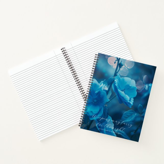 Psalm 30:5 Bible Study Blue Flowers Custom  Notebook (Inside)