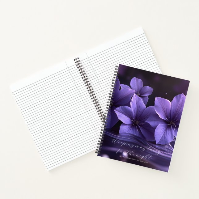 Psalm 30:5 Bible Study Purple Flowers Custom  Notebook (Inside)