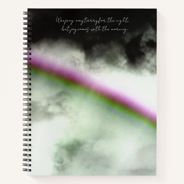 Psalm 30:5 Dark Clouds Rainbow Custom Notebook (Front)