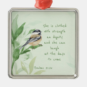 Psalm 31:25 She is clothed with Strength Scripture Metal Tree Decoration