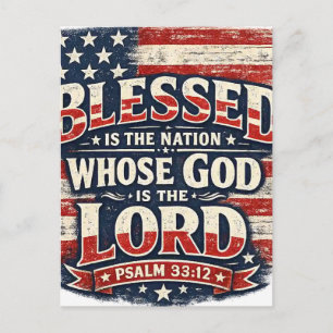 Psalm 33:12 Blessed Is The Nation Patriotic Photo Postcard