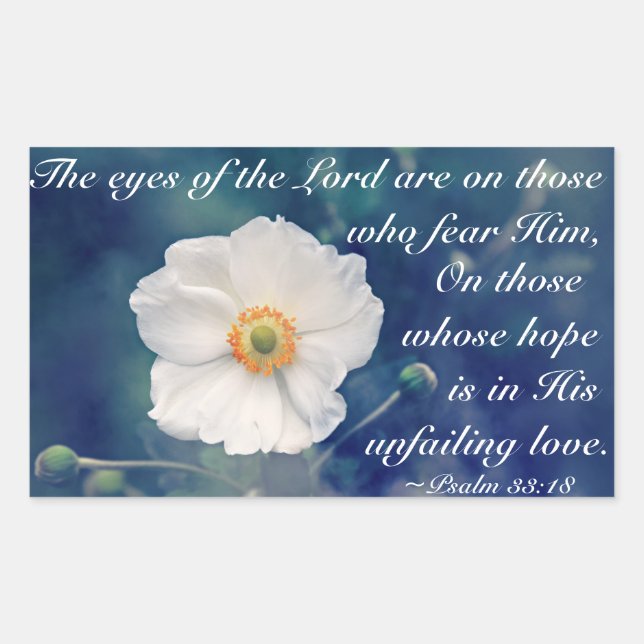 Psalm 33:18 Hope in His unfailing love, Scripture Rectangular Sticker (Front)
