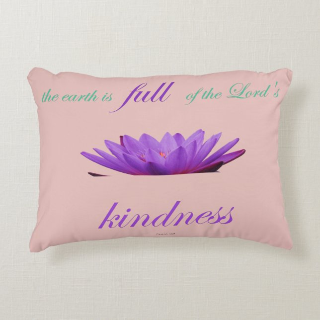 psalm 33 purple lotus kindness decorative cushion (Front)