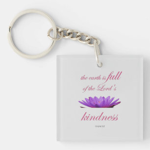 psalm 33 purple lotus kindness key ring