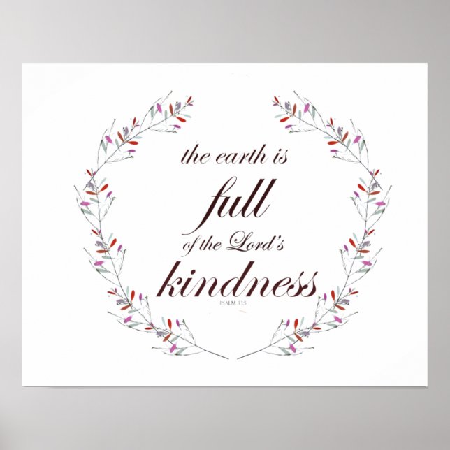 Psalm 33 Scripture Floral Wreath Art Poster (Front)