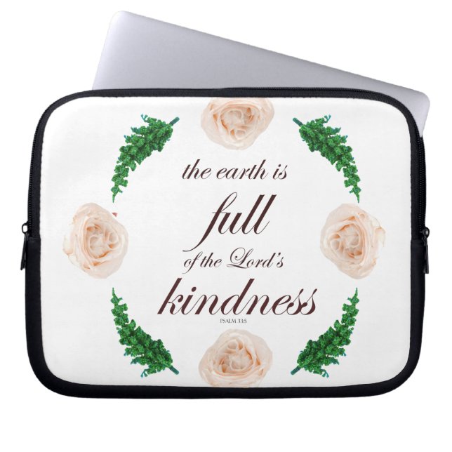 Psalm 33 Scripture with Floral Art Laptop Sleeve (Front)