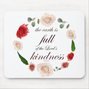 Psalm 33 Scripture with Floral Art Mouse Mat
