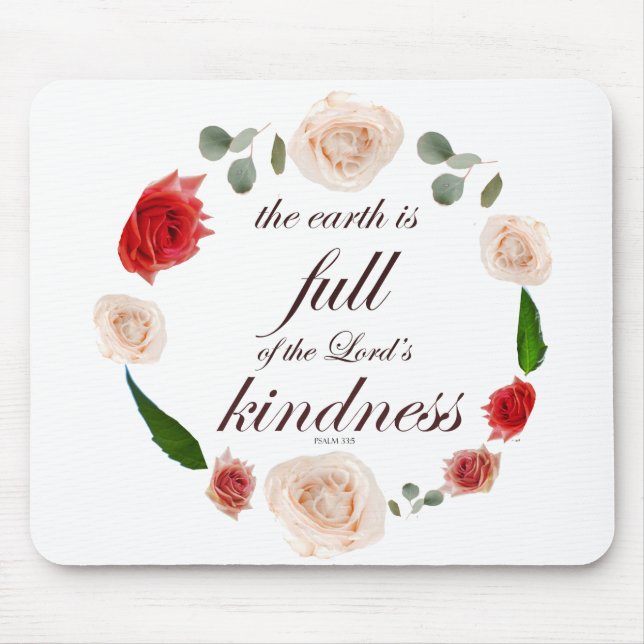 Psalm 33 Scripture with Floral Art Mouse Mat (Front)