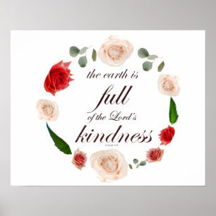 Psalm 33 Scripture with Floral Art Poster
