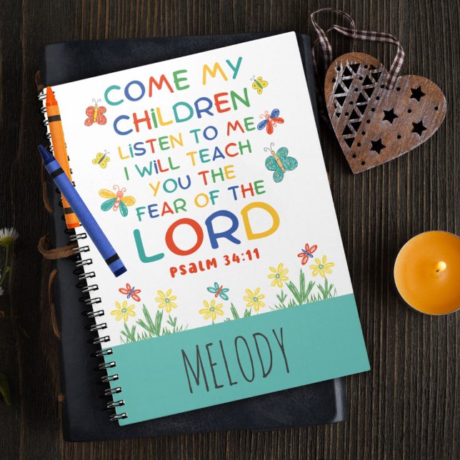 Psalm 34:11 cute bible verse for kids notebook (Creator Uploaded)
