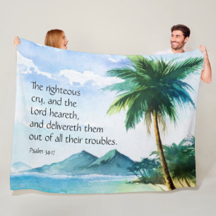 Psalm 34:17   fleece blanket