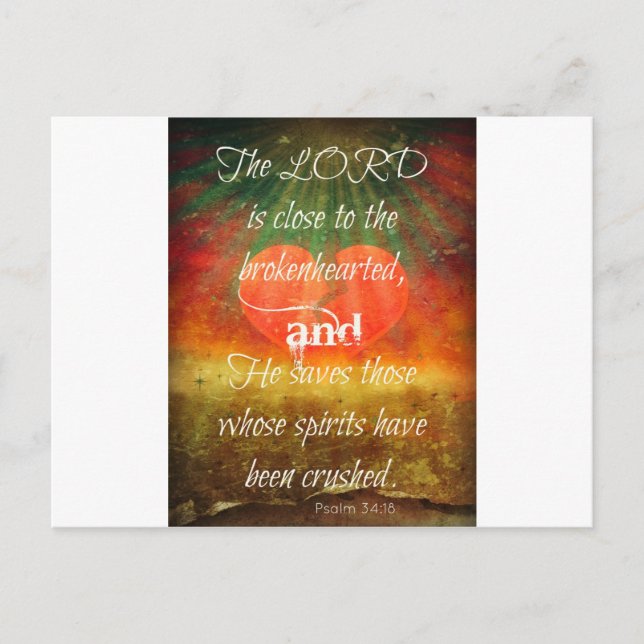 Psalm 34:18 Love Postcard (Front)