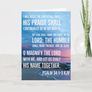 Psalm 34:1-3 I will bless the LORD at all times Card