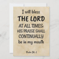 Psalm 34:1 (KJV) on a biblical-scroll background