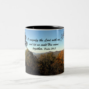 Psalm 34:3 Two-Tone coffee mug
