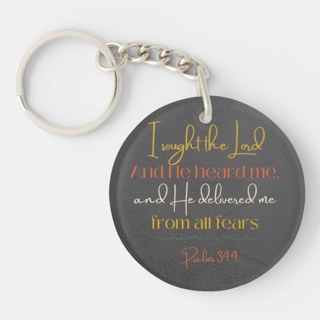 Psalm 34:4 Keychain (Front)