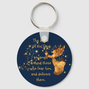 Psalm 34:7 Angel of the Lord Encamps Around Key Ring