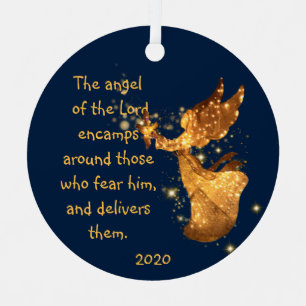 Psalm 34:7 Angel of the Lord Encamps Around Metal Tree Decoration