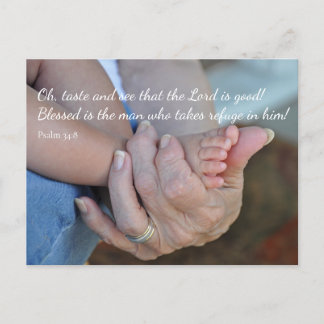 Psalm 34:8 Baby on Grandma's Lap Postcard
