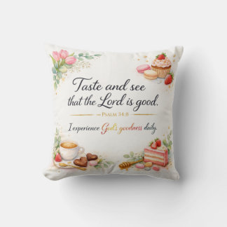 Psalm 34:8 Bible Verse, Messianic Jewish Decor Cushion