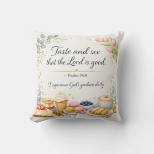 Psalm 34:8 Bible Verse, Messianic Jewish Decor Cushion