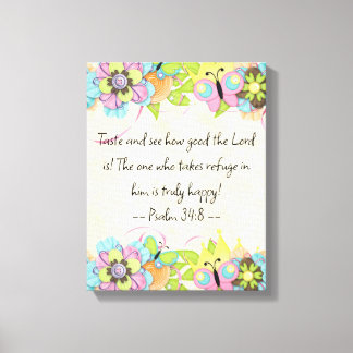 Psalm 34: 8 | Motivational bible Quotes Verse Canvas Print