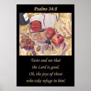 Psalm 34:8.Taste and See. Christian art poster
